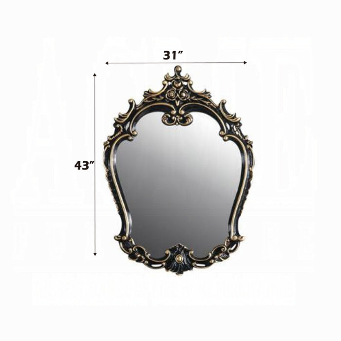 white background mirror displayed with measurements of 43 inch tall 31 inch wide 