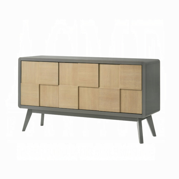 Cabinet with wooden doors and gray frame on a white background