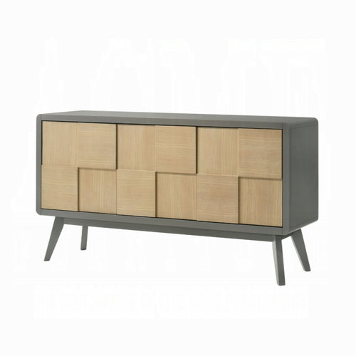 Cabinet with wooden doors and gray frame on a white background