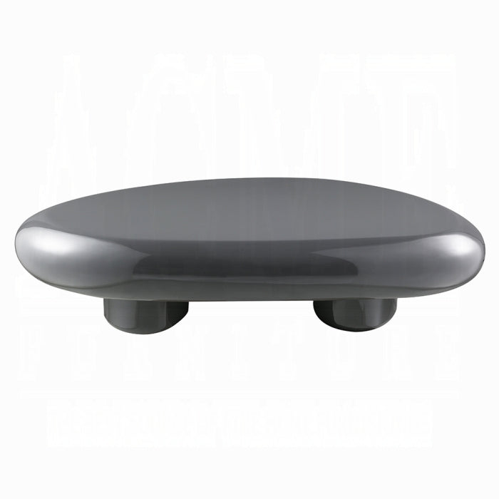 Round gray object with three cylindrical supports on a white background