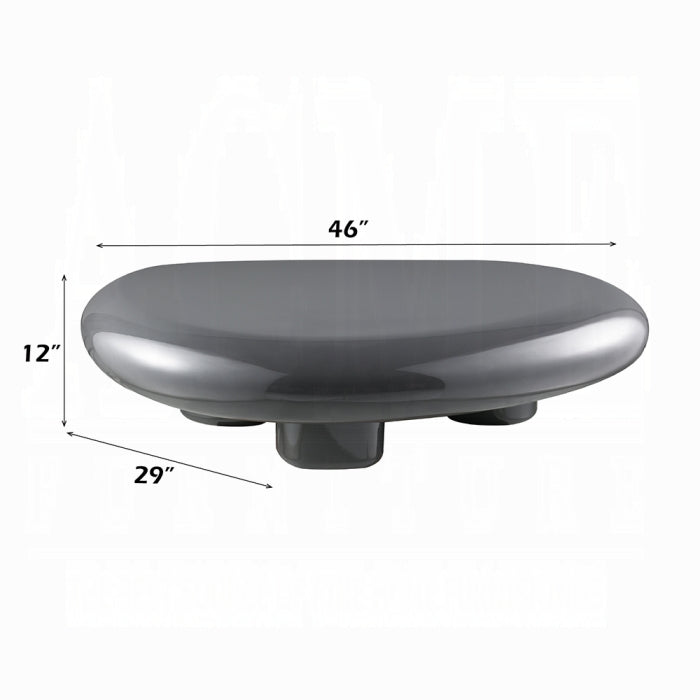 Gray round object with dimensions labeled on a white background