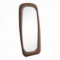 Wooden-framed mirror on a white background