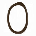 Wooden oval mirror frame on a white background