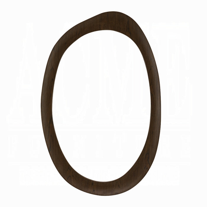 Wooden oval mirror frame on a white background