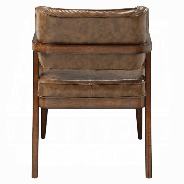 Brown leather armchair on a white background