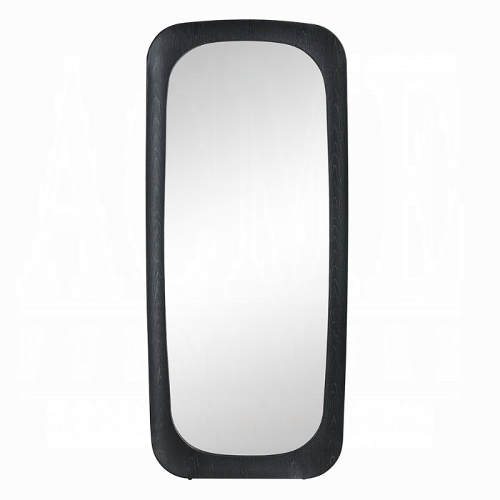 Rectangular mirror with black frame on a white background