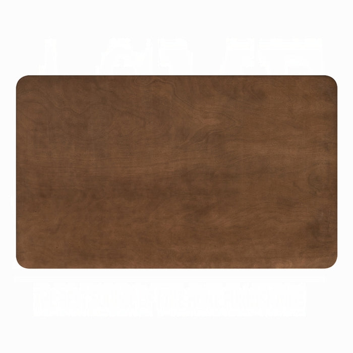 white background table top close up of walnut finish color brown  rounded edges