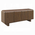 Wooden sideboard with four doors on a white background
