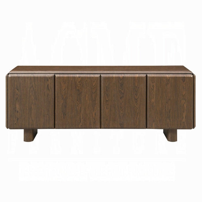 Wooden sideboard with four doors on a white background