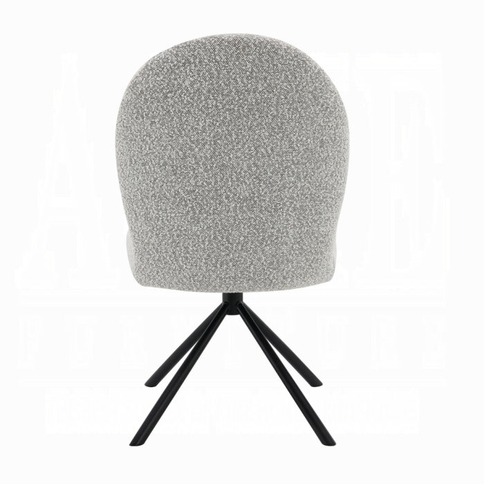 boucle back of the chair light grey white background black feet 