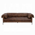 Brown leather sofa on a white background