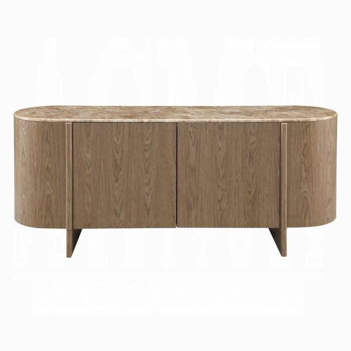 Wooden sideboard with a white background