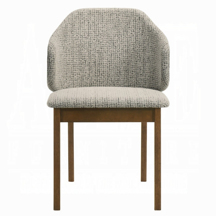Gray textured chair with wooden legs on a white background