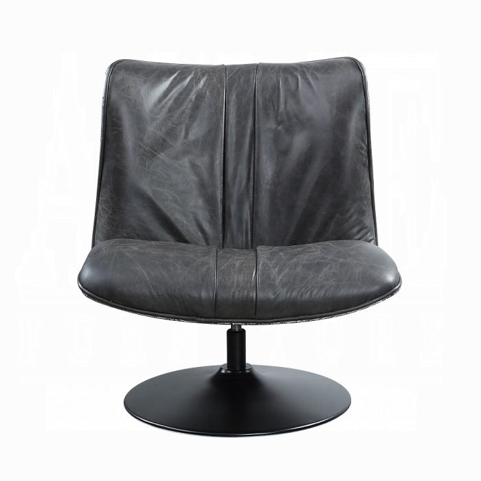 Black leather swivel chair on a white background
