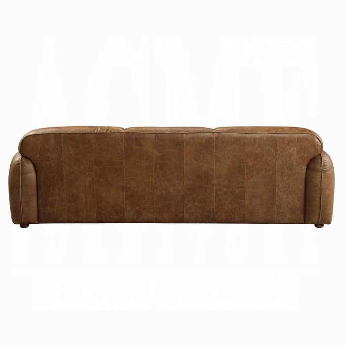 Brown leather sofa on a white background