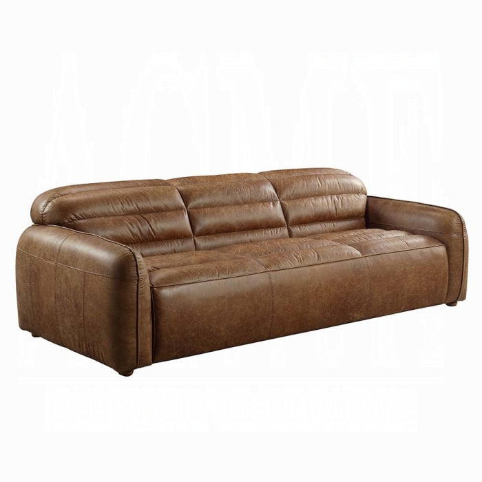 Brown leather sofa on a white background