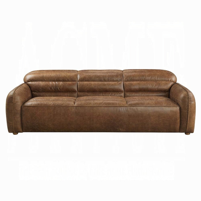 Brown leather sofa on a white background
