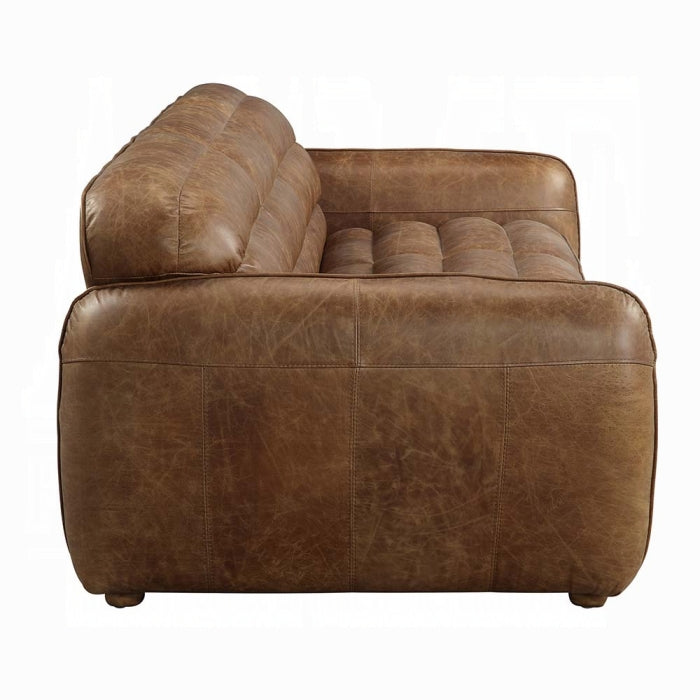 Brown leather sofa on a white background