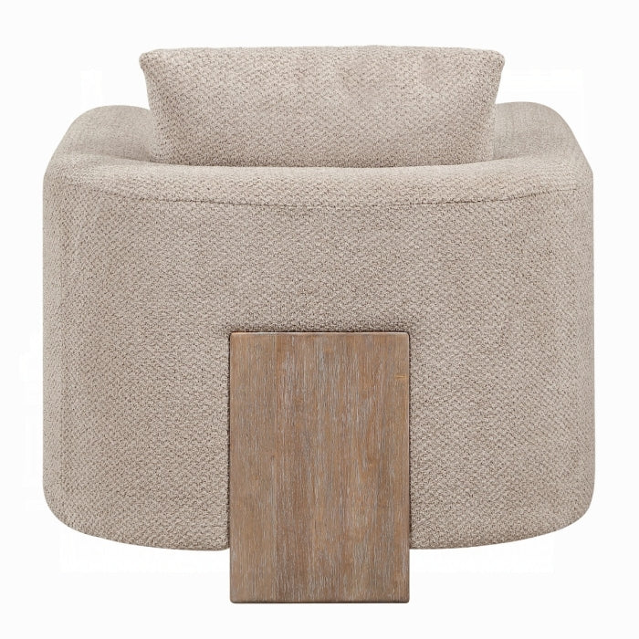 Beige armchair with wooden accent on a white background
