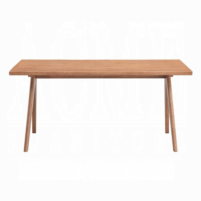 white background walnut light color wood desk with legs that look like triangles edged sides for the table not a smooth line