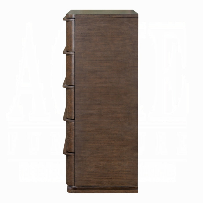 Wooden dresser with a wavy grain texture on a white background