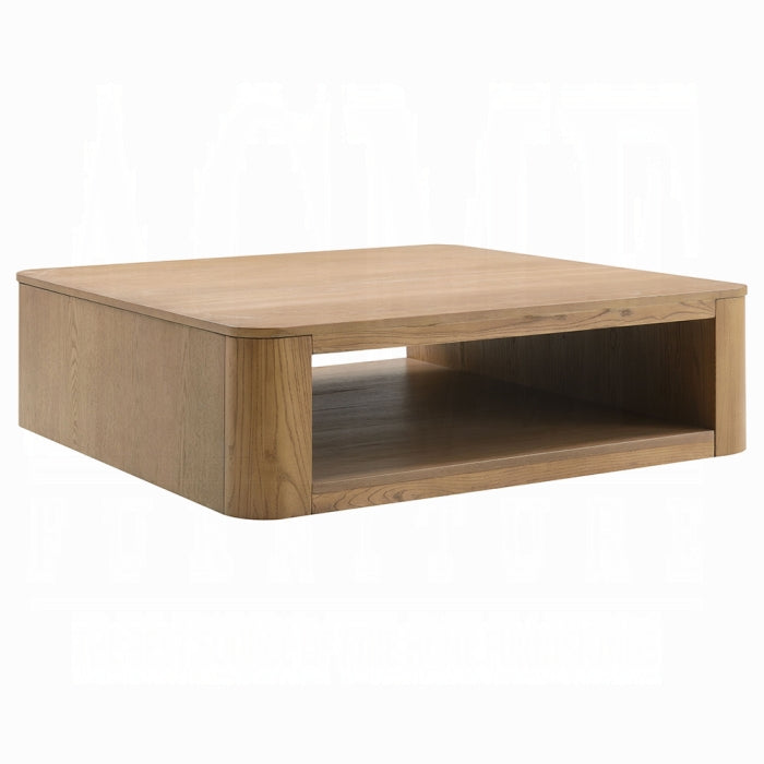 white background coffee table oak veener square with open middle for storage 