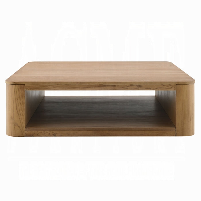 white background coffee table oak veener square with open middle for storage 