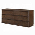 Wooden dresser with four drawers on a white background