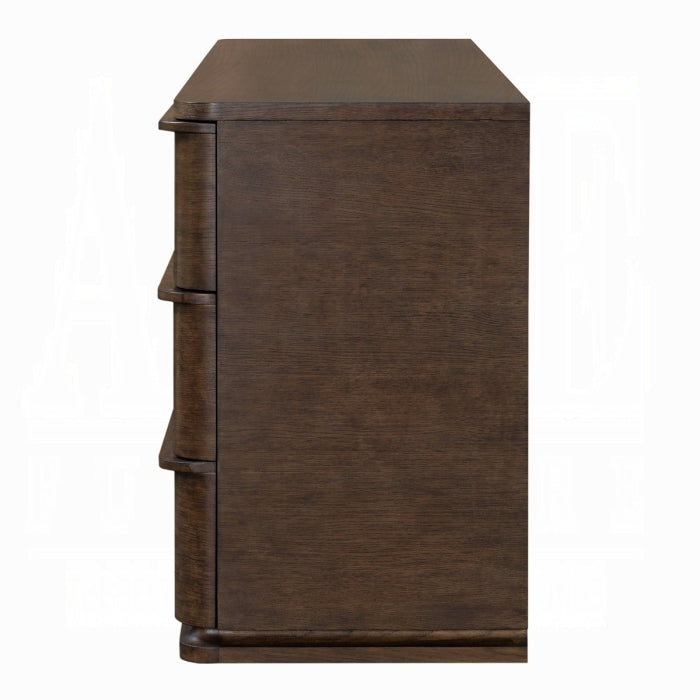 Wooden nightstand with two drawers on a white background