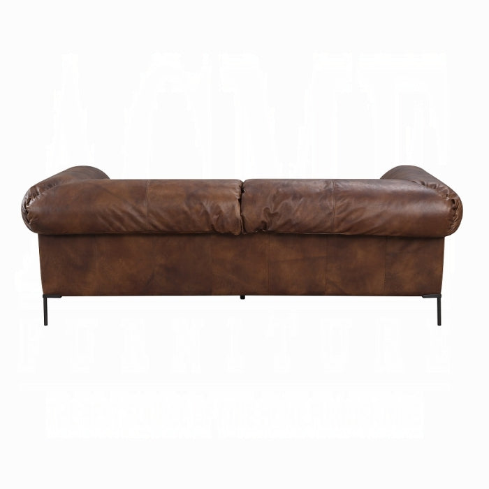 Brown leather sofa on a white background