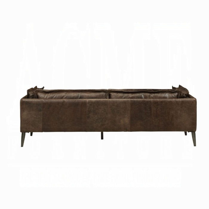 Brown leather sofa on a white background