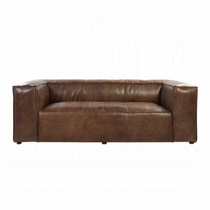 Brown leather sofa on a white background