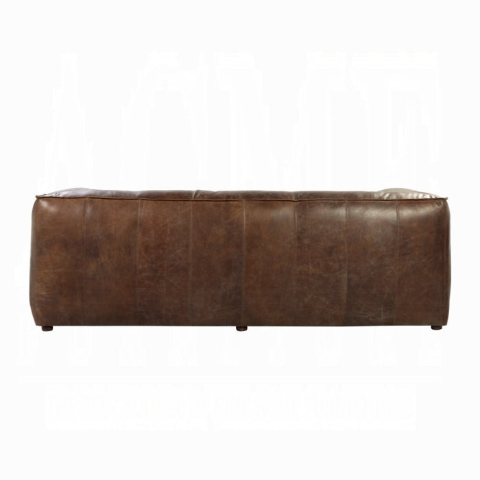 Brown leather sofa on a white background