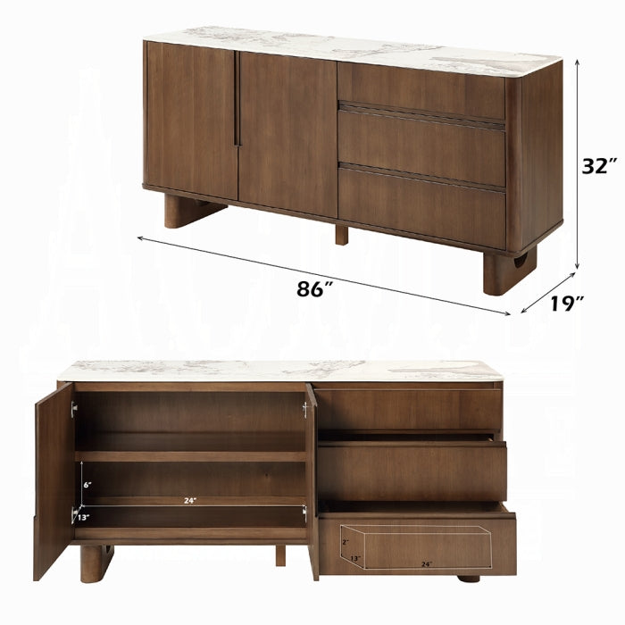 wooden sideboard with numbers showing length 