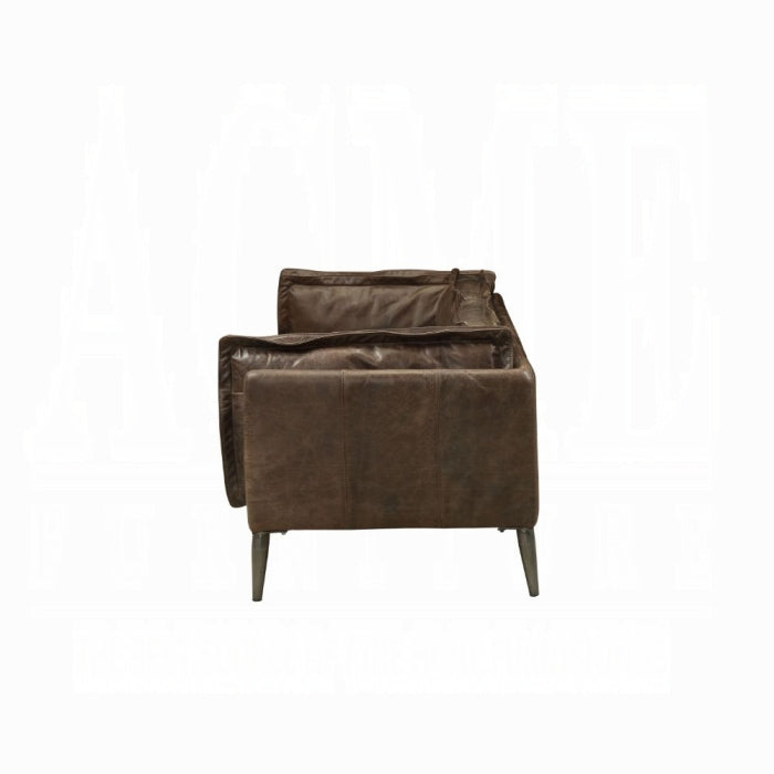 Brown leather armchair on a white background