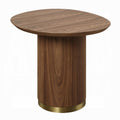 Wooden side table with a gold base color on a white background
